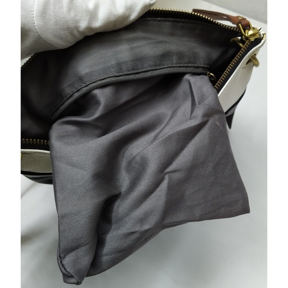 Fossil Colorblock Black White Pebbled Leather Zipper Closure Crossbody Bag - Picture 14 of 16
